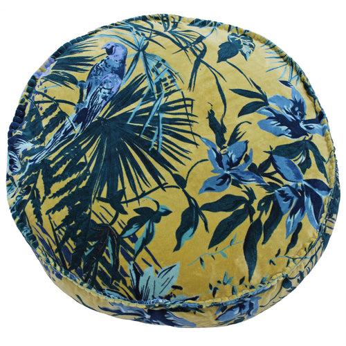 Paoletti Amazon Jungle Round Botanical Cushion Cover in Teal