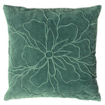 Angeles Floral Velvet Cushion Juniper Green