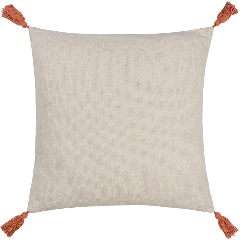 furn. Aquene Tufted Tasselled Cushion Cover in Natural/Brick