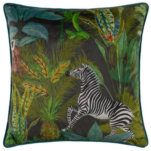 Wylder Aranya Piped Velvet Cushion Cover in Jungle