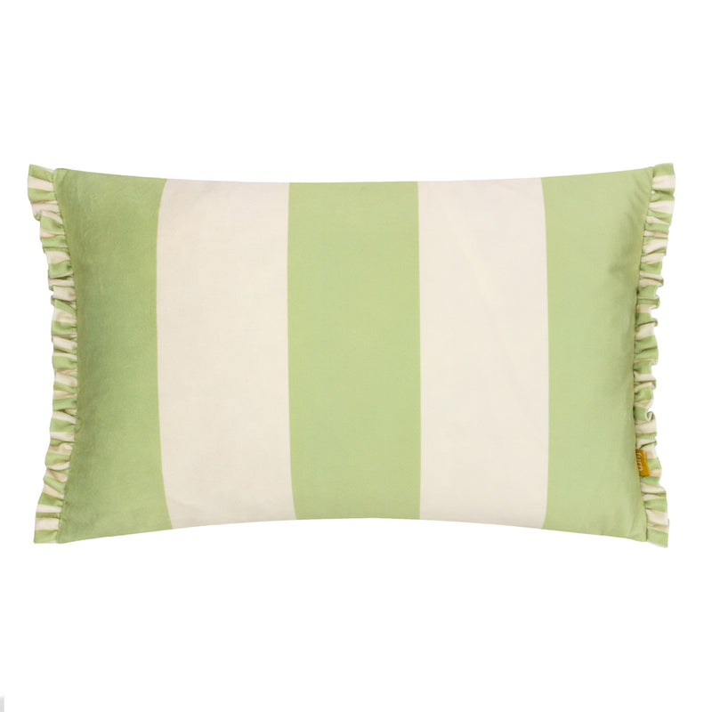 furn. Araya Striped Velvet Cushion Cover in Green
