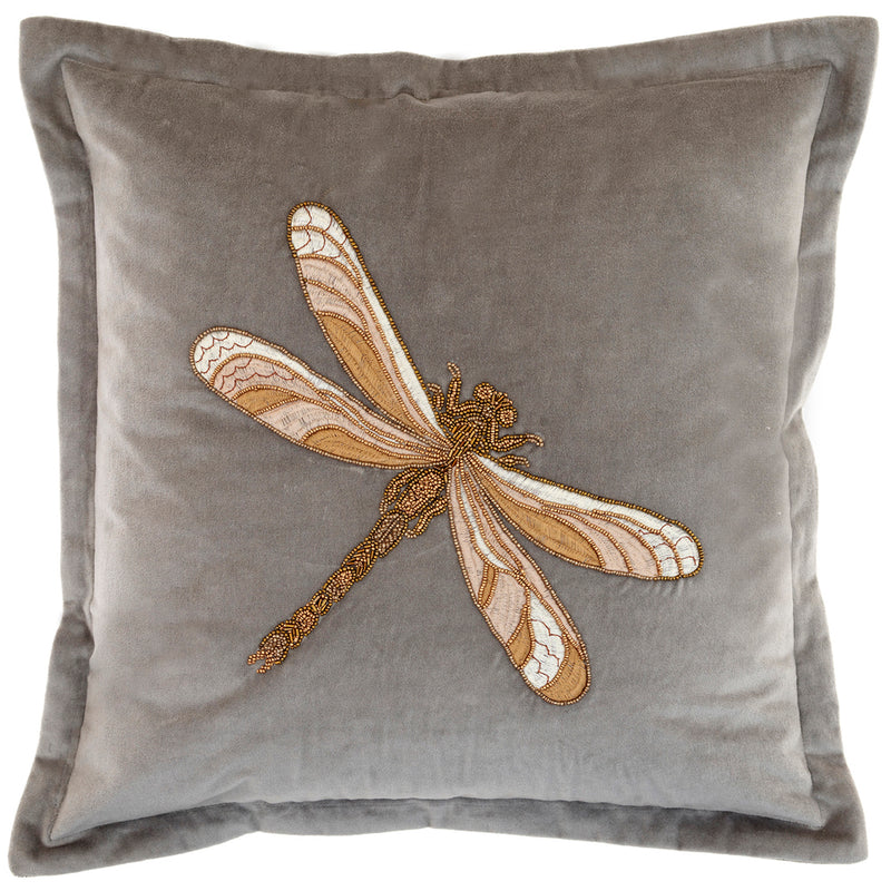 Voyage Maison Aria Embroidered Cushion Cover in Grey