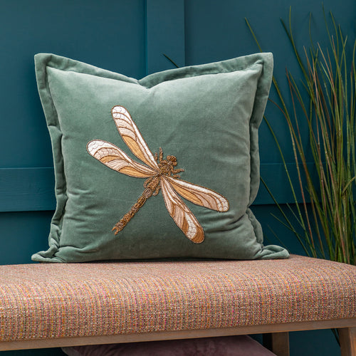 Voyage Maison Aria Embroidered Cushion Cover in Teal