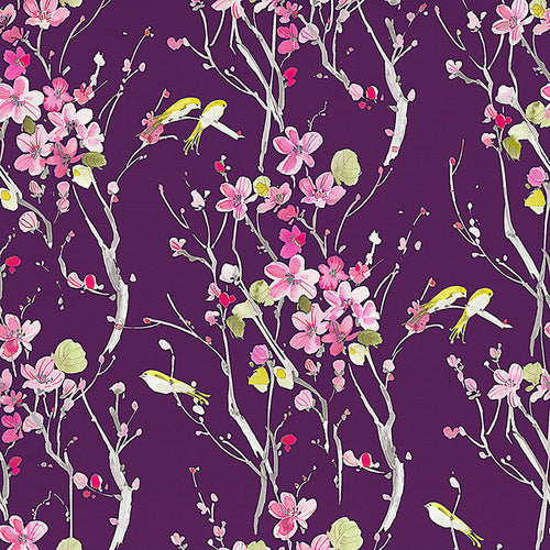 Voyage Maison Armathwaite Lomond Printed Cotton Apparel Fabric in Blossom/Plum