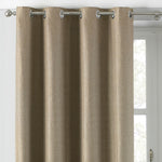 Paoletti Atlantic Twill Woven Eyelet Curtains in Latte
