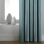Paoletti Atlantic Twill Woven Eyelet Curtains in Duck Egg