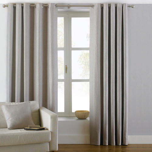 Paoletti Atlantic Twill Woven Eyelet Curtains in Natural