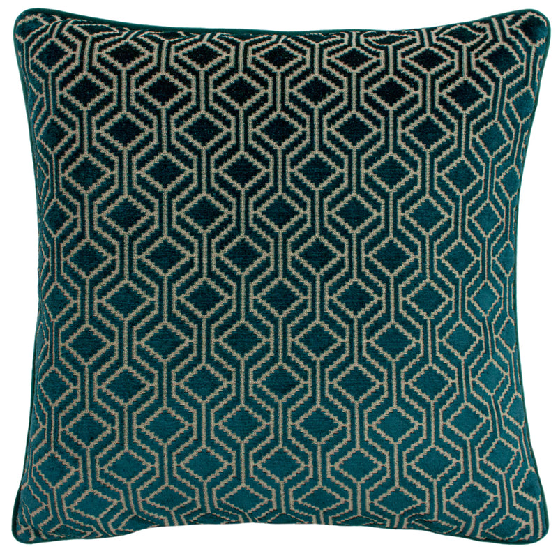 Paoletti Avenue Velvet Jacquard Cushion Cover in Teal