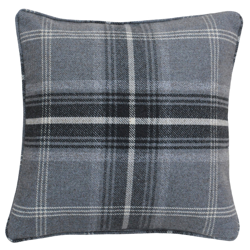 Aviemore Tartan Faux Wool Cushion Grey