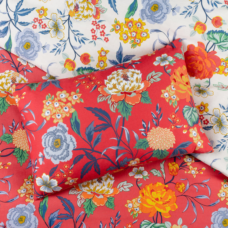 furn. Azalea Floral Cushion Cover in Red