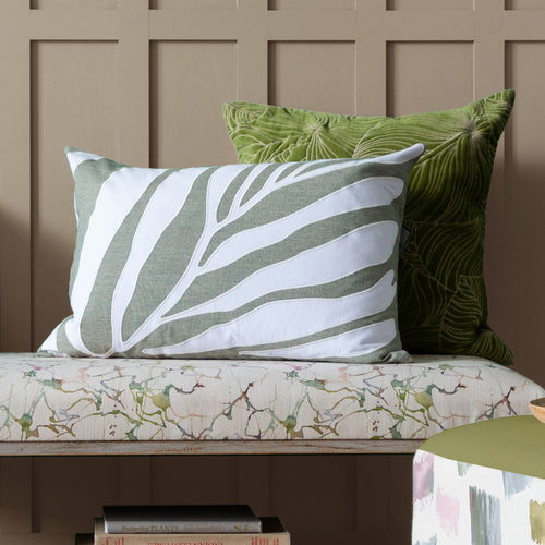 Additions Bamboo Embroidered Feather Cushion in Limestone