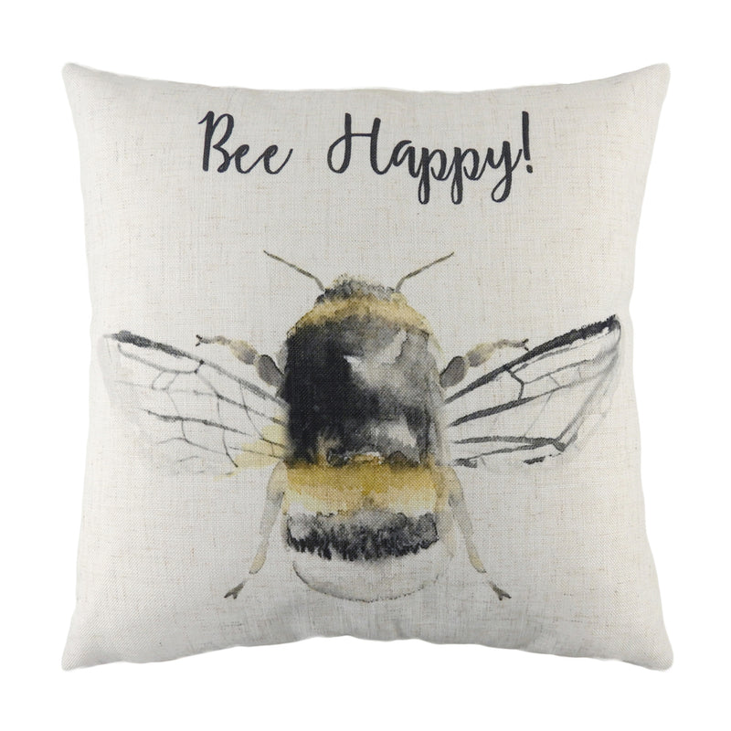 Evans Lichfield Bee Happy Printed Cushion Cover in White