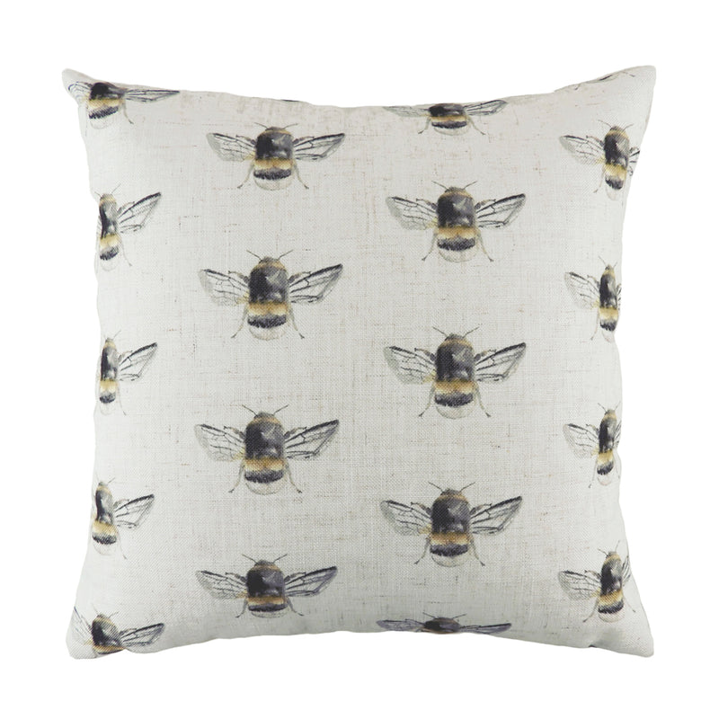 Evans Lichfield Bee Happy Repeat Printed Cushion Cover in White