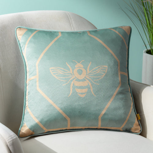 furn. Bee Deco Geometric Cushion Cover in Eau de Nil