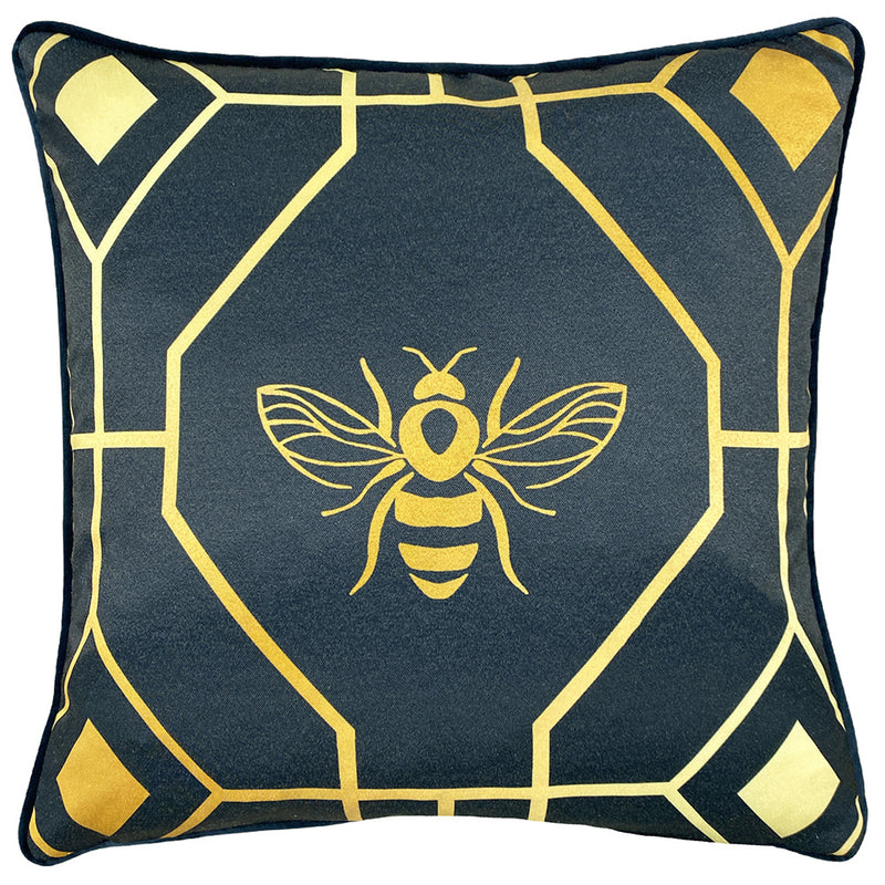 furn. Bee Deco Geometric Cushion Cover in Navy
