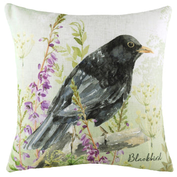 Evans Lichfield Blackbird Printed Cushion Cover in Sage