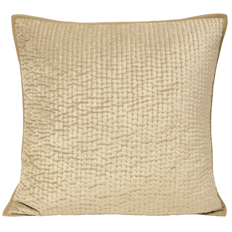 Paoletti Brooklands Quilted Velvet Cushion Cover in Champagne
