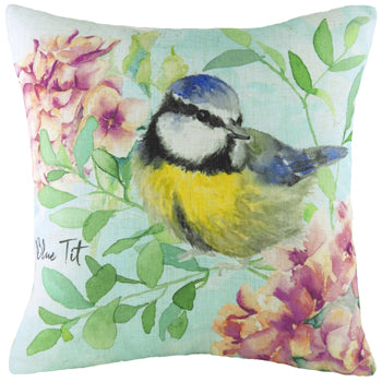 Evans Lichfield Blue Tit Printed Cushion Cover in Sky Blue