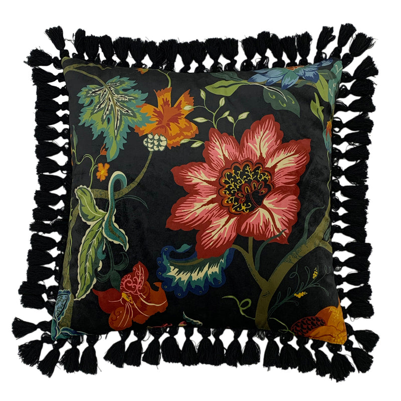 Paoletti Botanist Floral Cushion Cover in Black