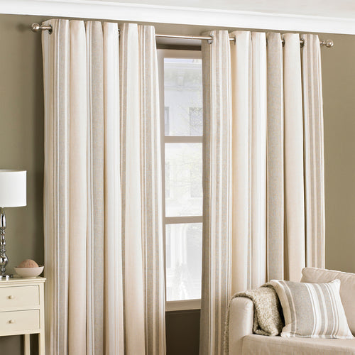 Essentials Broadway Striped Eyelet Curtains in Coffee