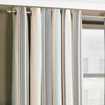 Essentials Broadway Striped Eyelet Curtains in Duck Egg