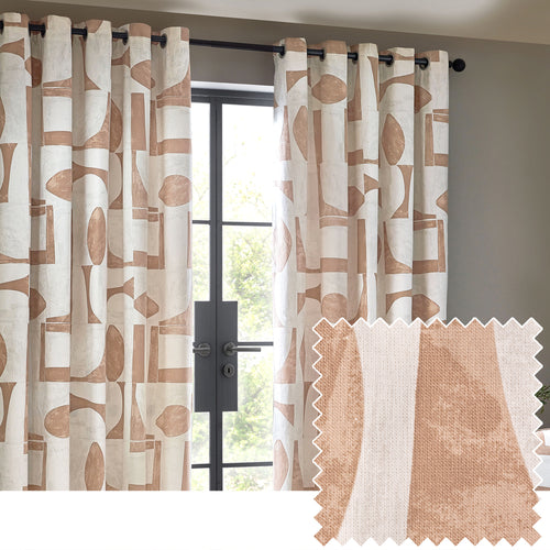 HÖEM Carro Abstract Eyelet Curtains in Clay