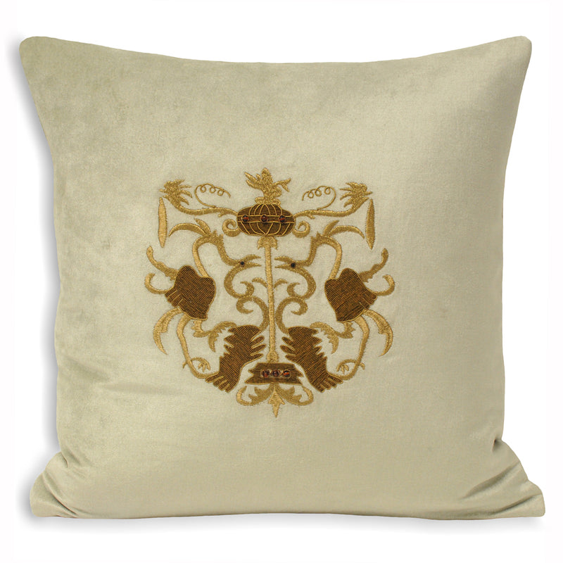 Paoletti Castle Bolsover Embroidered Cushion Cover in Silver