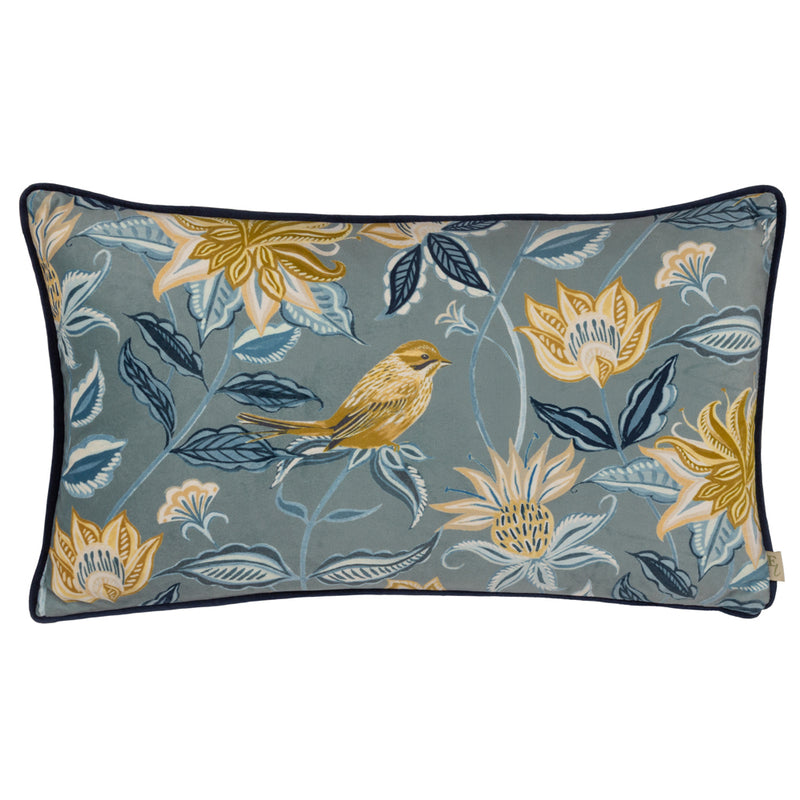Evans Lichfield Chatsworth Aviary Piped Cushion Cover in Petrol