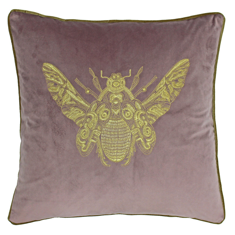 Paoletti Cerana Bee Velvet Cushion Cover in Dusky Blush