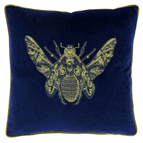 Paoletti Cerana Bee Velvet Cushion Cover in Royal Blue