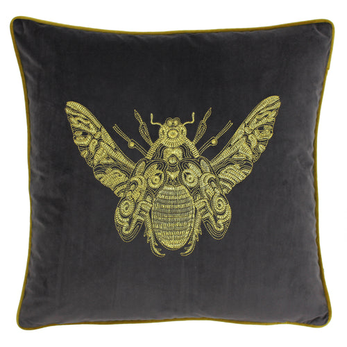Paoletti Cerana Bee Velvet Cushion Cover in Charcoal
