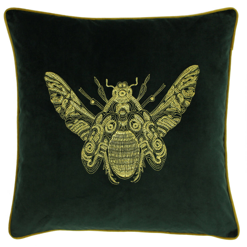 Paoletti Cerana Bee Velvet Cushion Cover in Emerald