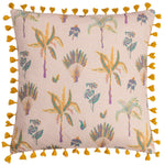 furn. Chamae Floral Tasselled Cushion Cover in Coral