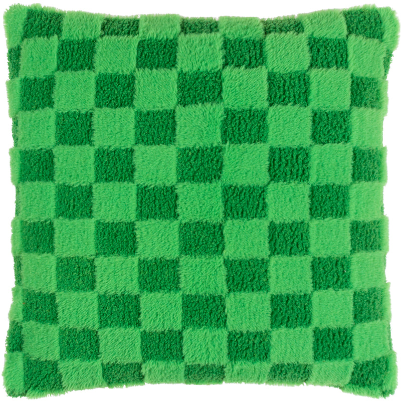 Check It Boucle Fleece Cushion Go Green