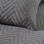 Yard Chevron Tufted Geometric 100% Cotton Duvet Cover Set in Charcoal