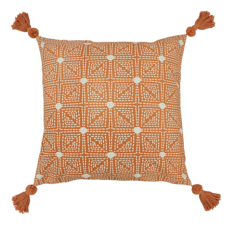 furn. Chia Tufted Cotton Cushion Cover in Coral