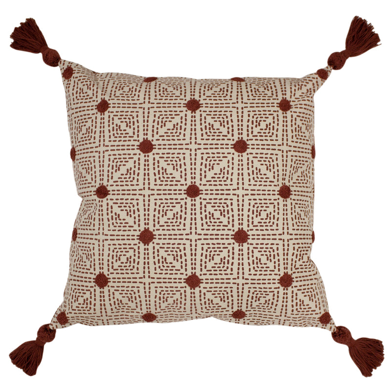 furn. Chia Tufted Cotton Cushion Cover in Red Clay