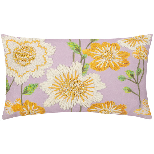 Floral Purple Cushions - Chrysantha Floral Embroidered Cushion Cover Lilac Wylder Nature