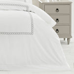 Paoletti Cleopatra 200TC 100% Cotton Embroidered Duvet Cover Set in Silver