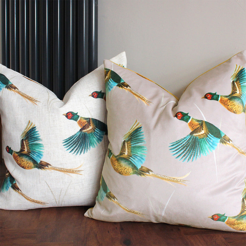 Evans Lichfield Country Flying Pheasants Cushion Cover in Gold