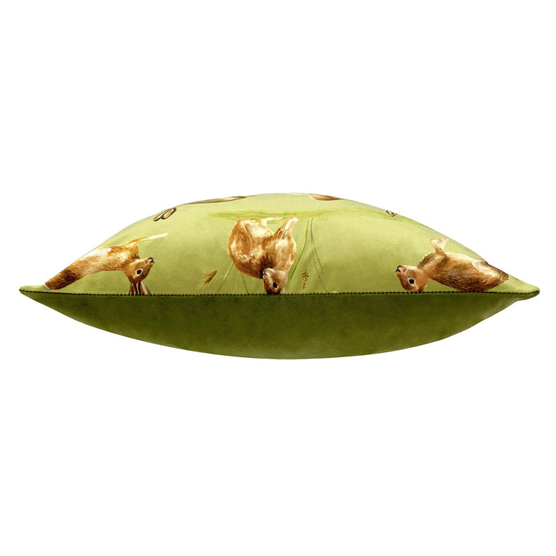 Evans Lichfield Country Running Hares Cushion Cover in Sage