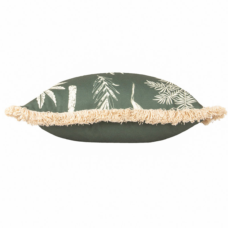 Paoletti Colonial Palm Fringed Cushion Cover in Forest
