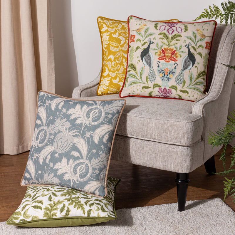Evans Lichfield Chatsworth Peacock Piped Cushion Cover in Natural