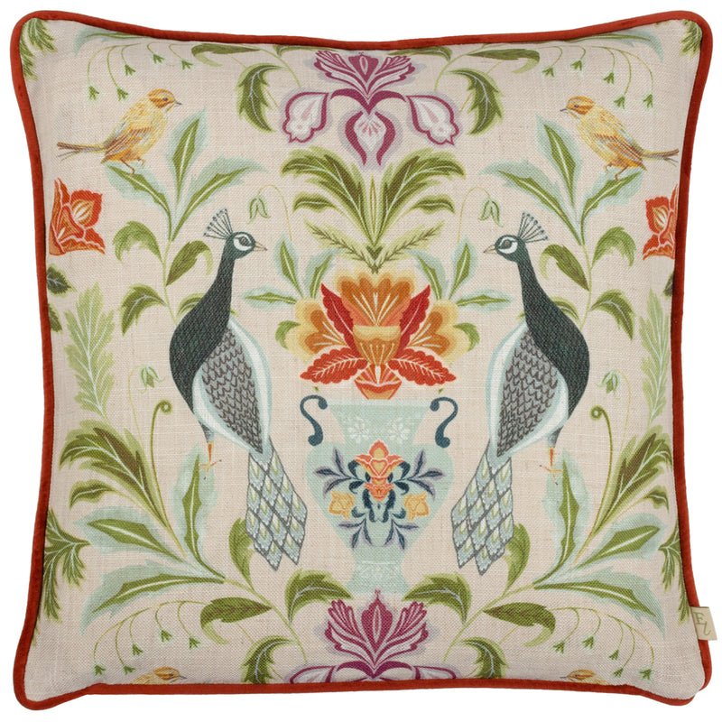 Evans Lichfield Chatsworth Peacock Piped Cushion Cover in Natural