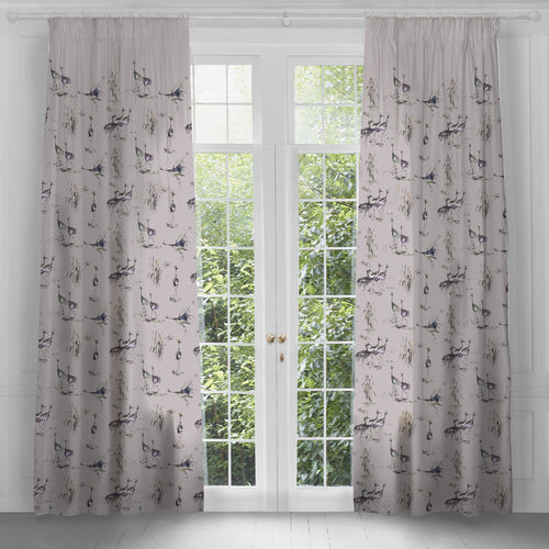 Voyage Maison Cranes Printed Pencil Pleat Curtains in Ironstone