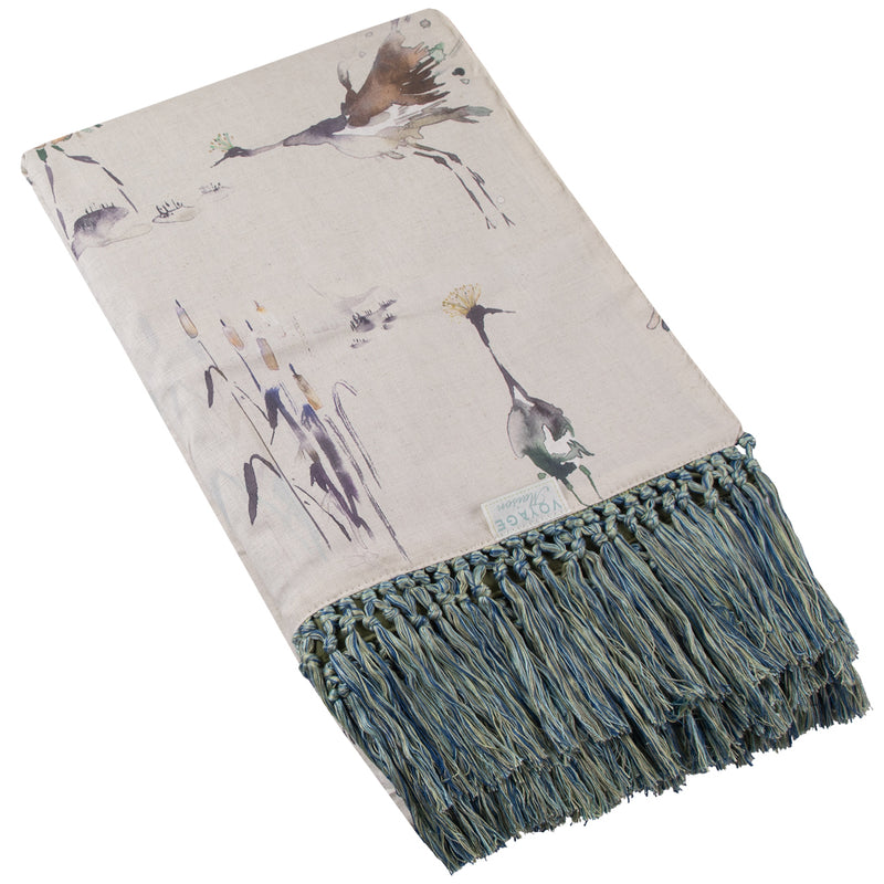 Voyage Maison Cranes Printed Throw in Peridot Linen