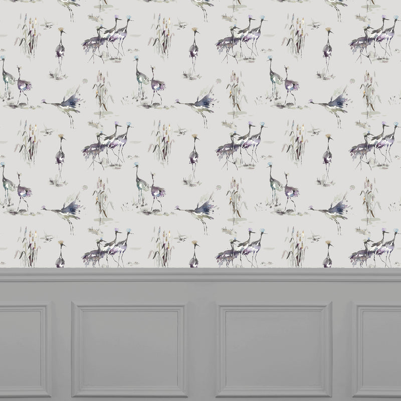 Voyage Maison Cranes 1.4m Wide Width Wallpaper in Ironstone