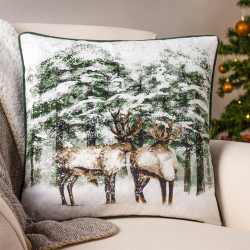 furn. Reindeer Cushion Cover in Green