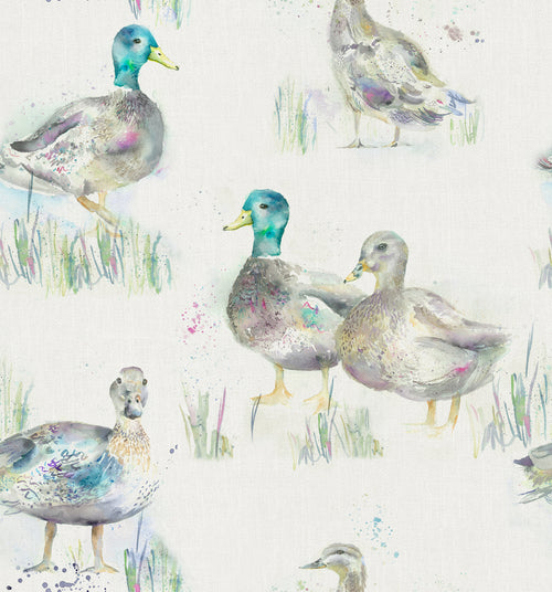 Voyage Maison Darling Ducks Printed Oil Cloth Fabric (By The Metre) in Natural Linen