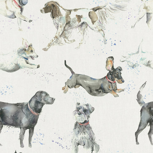 Voyage Maison Dashing Dogs Printed Oil Cloth Fabric (By The Metre) in Natural